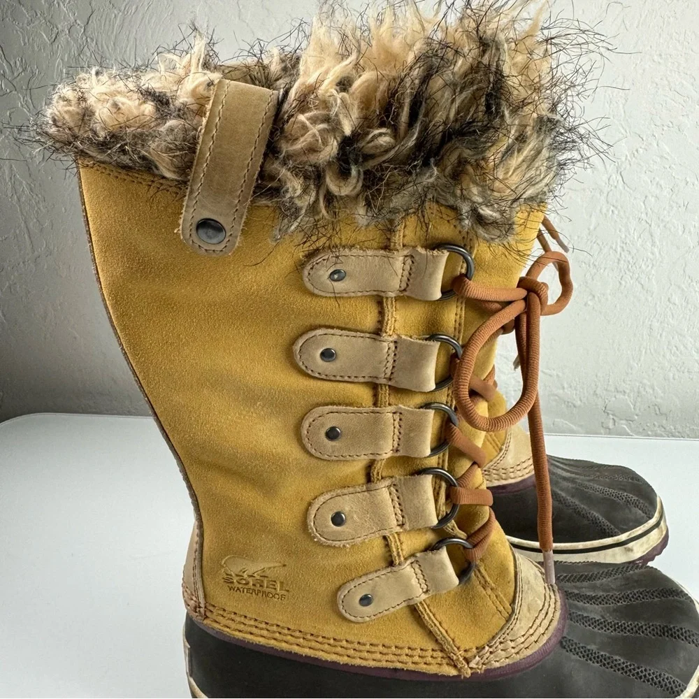 Sorel‎ Boots Joan of Arctic Winter Snow Tan Beige Waterproof Leather Lined